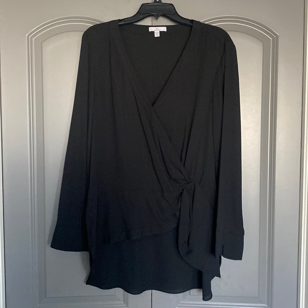 Halston Black Knotted Blouse